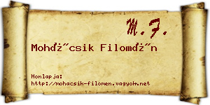 Mohácsik Filomén névjegykártya